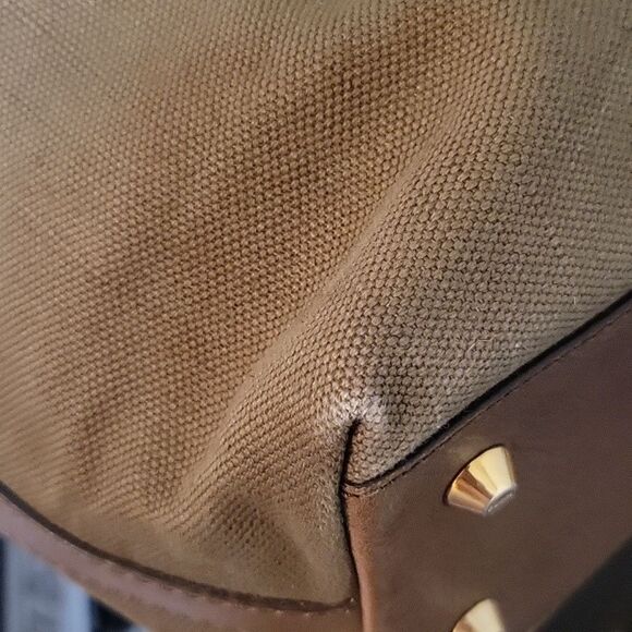 Emilio Pucci City Marquise Bag Studded Handle Leather and Canvas Handbag Satchel - Picture 10 of 17